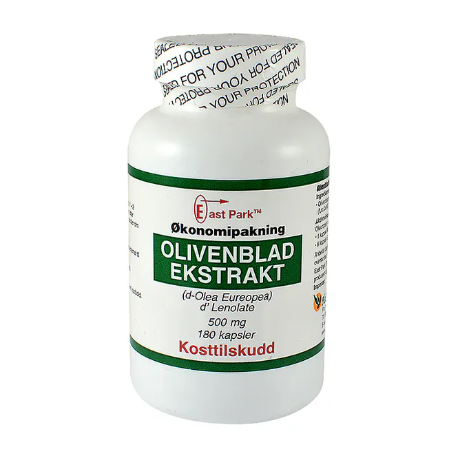 Hovedbilde East Park Olivenbladekstrakt STOR boks 500 mg 180 kapsler