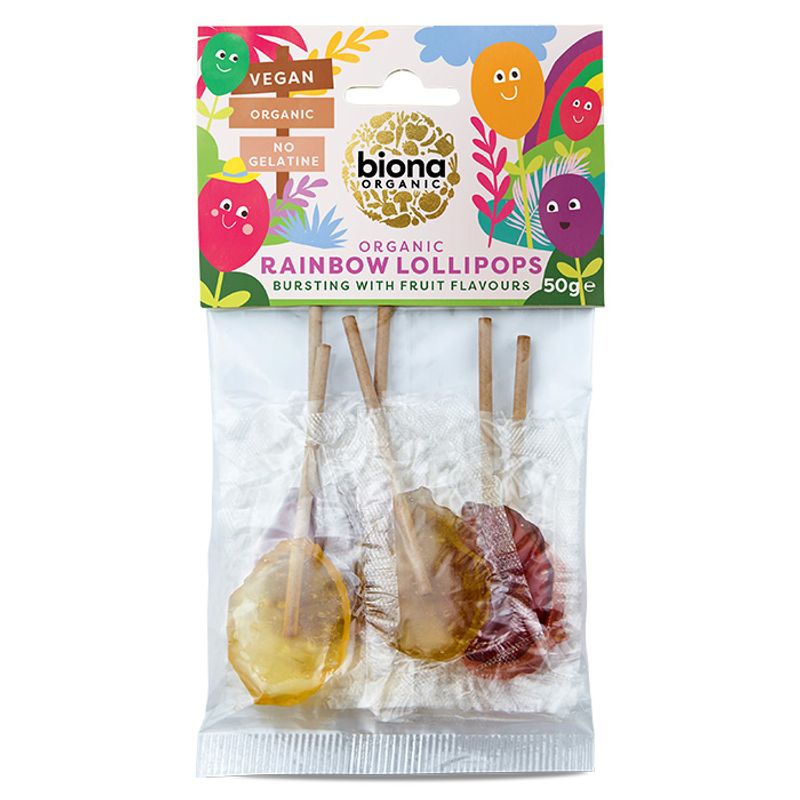 Biona Godteri Rainbow Lollipops 50g